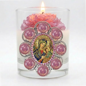 Bougie de prière pour les moments difficiles | Bougie catholique Notre-Dame du Perpétuel Secours | Bougie de dévotion bijou pour l'espoir, la force et la guidance