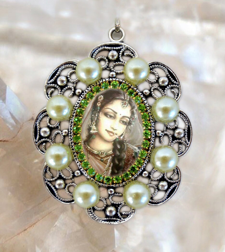 Goddess Parvati Handmade Necklace Hindu Indian Devotion Charm Jewelry Medal Pendant