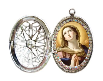 Collana con medaglione in acciaio inossidabile della Madonna dell'Immacolata Concezione