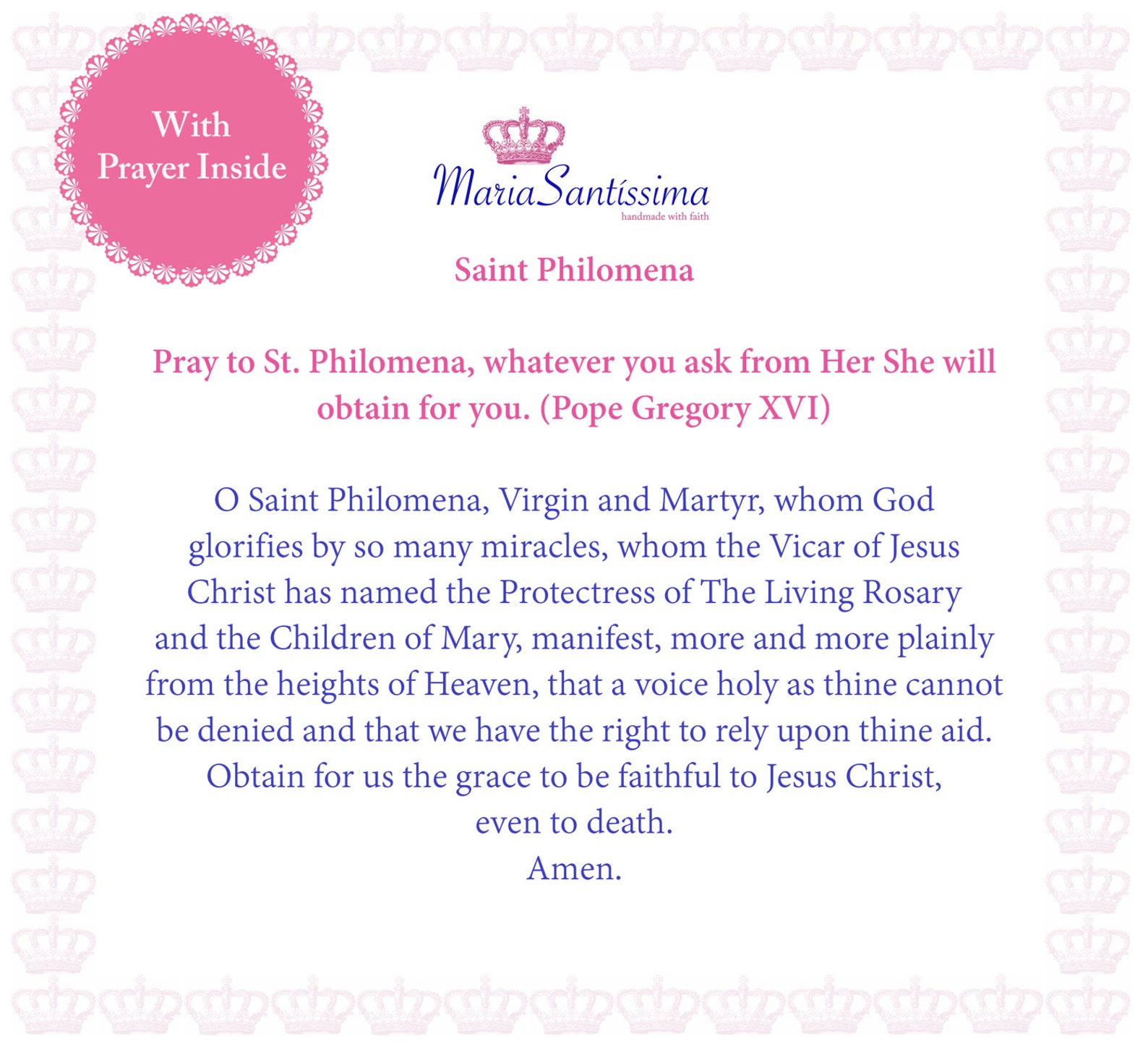 Rosary St. Philomena Patron Saint of Babies Infants and Etsy