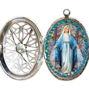 Medaillon „Maria, Mittlerin aller Gnade“, Göttliche Beschützerin, christliche Andachtskette, Mutter-Maria-Anhänger, Medaille der Heiligen Jungfrau Maria, katholisch