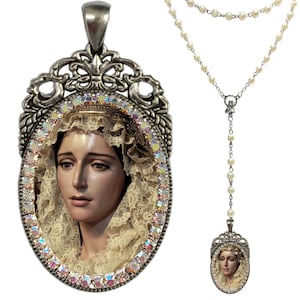 Saint Maria de la Estrella Rosary; Vélez Málaga Virgin Pendant; Spanish Catholic Medal; Marian Devotional Jewelry Gift; Christian Estrella