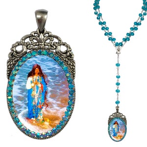 Sarah Kali Rosenkranz, Gypsies Halskette, Romani Charm, Heilige Sarah Kali Anhänger, Gypsies Glaube Charm, Schwarze Madonna Halskette, Schwarze Madonna Geschenk