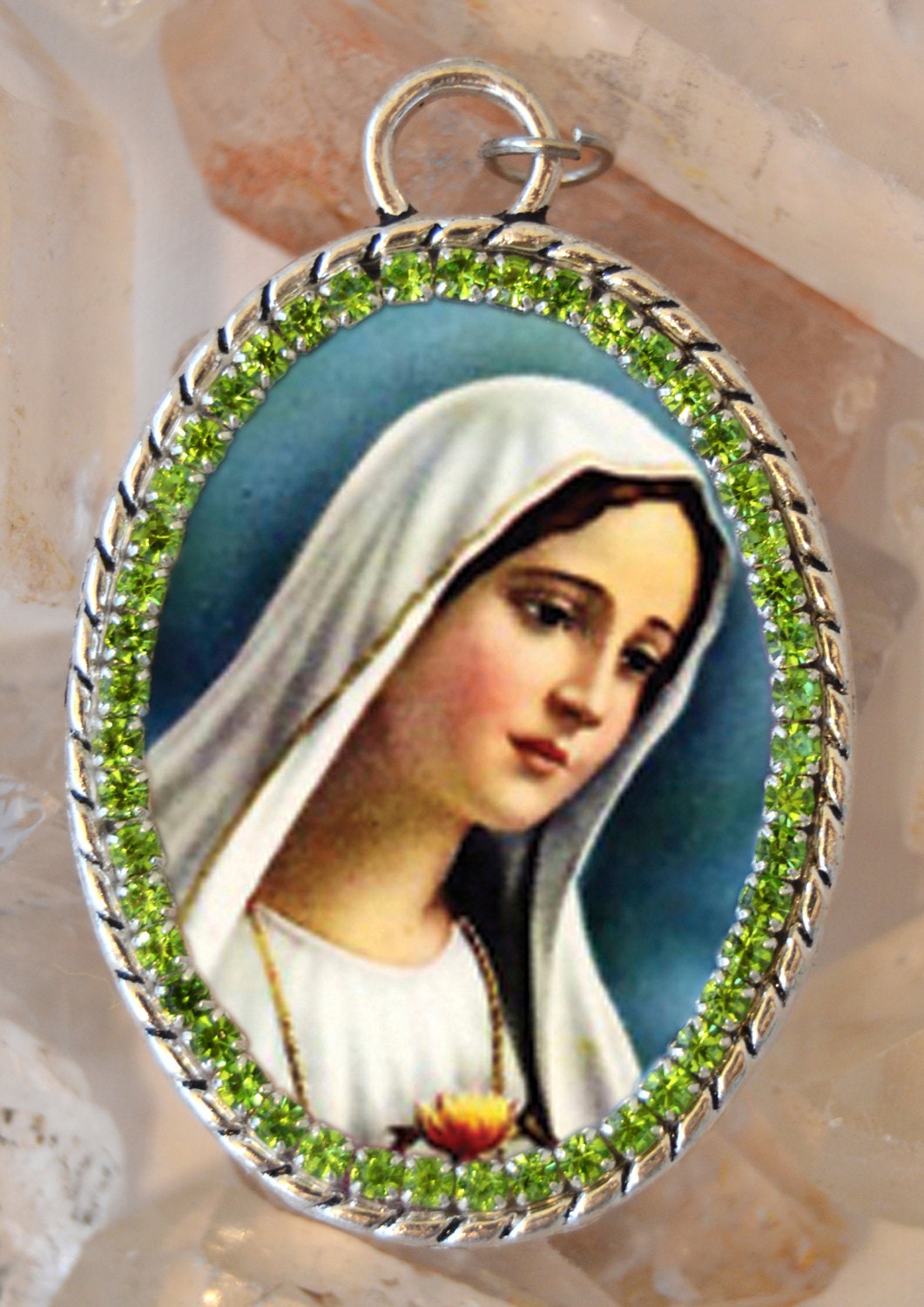 Immaculate Heart of Mary Handmade Necklace Catholic Christian Religious