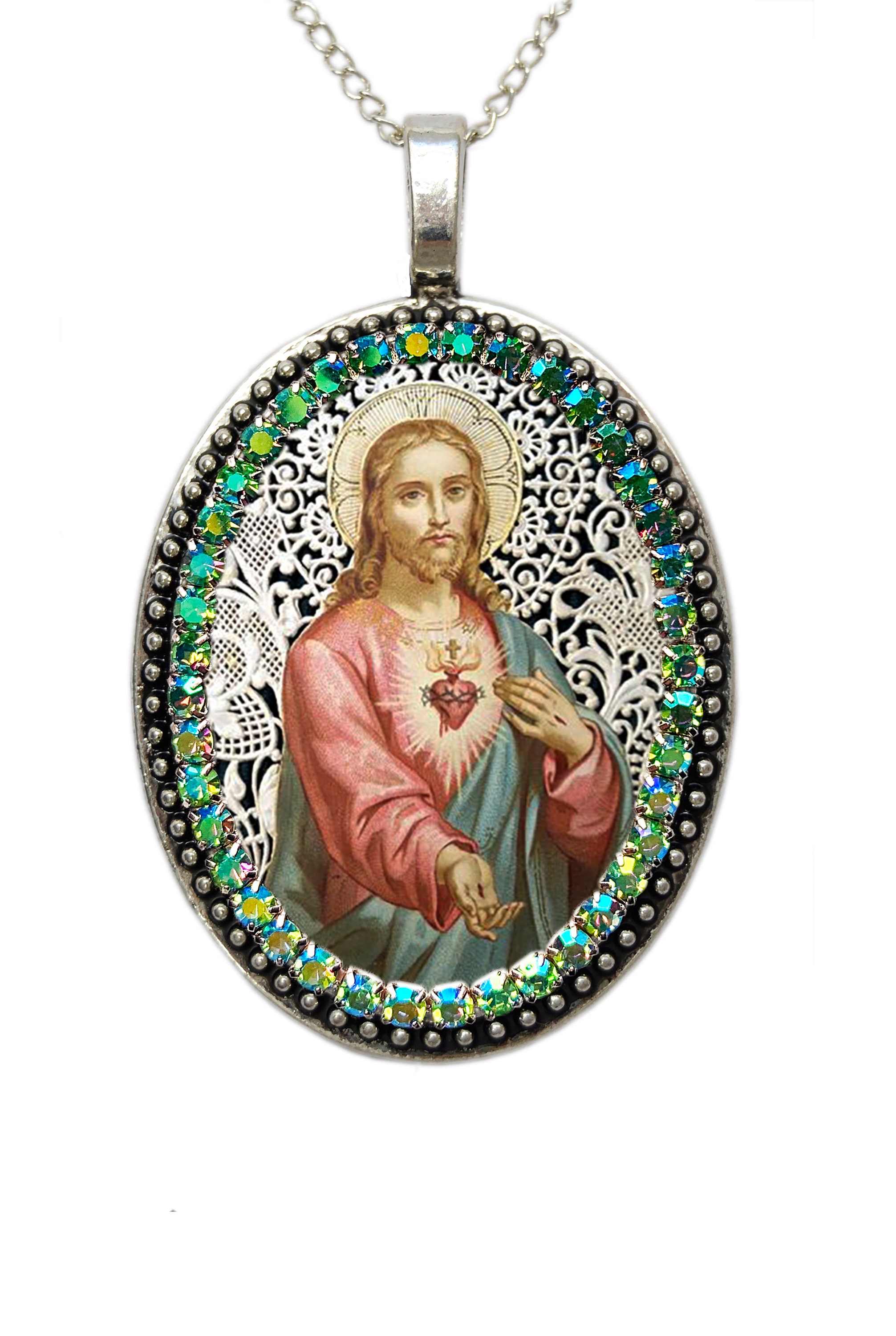 Vintage Sacred Heart of Jesus Christ Necklace
