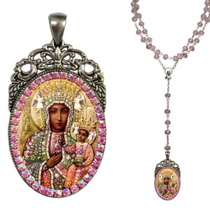 Black Madonna of Czestochowa Rosary, Patroness of Poland, Our Lady of Czestochowa, Black Virgin Mary, African Madonna and Jesus, Polish Mary