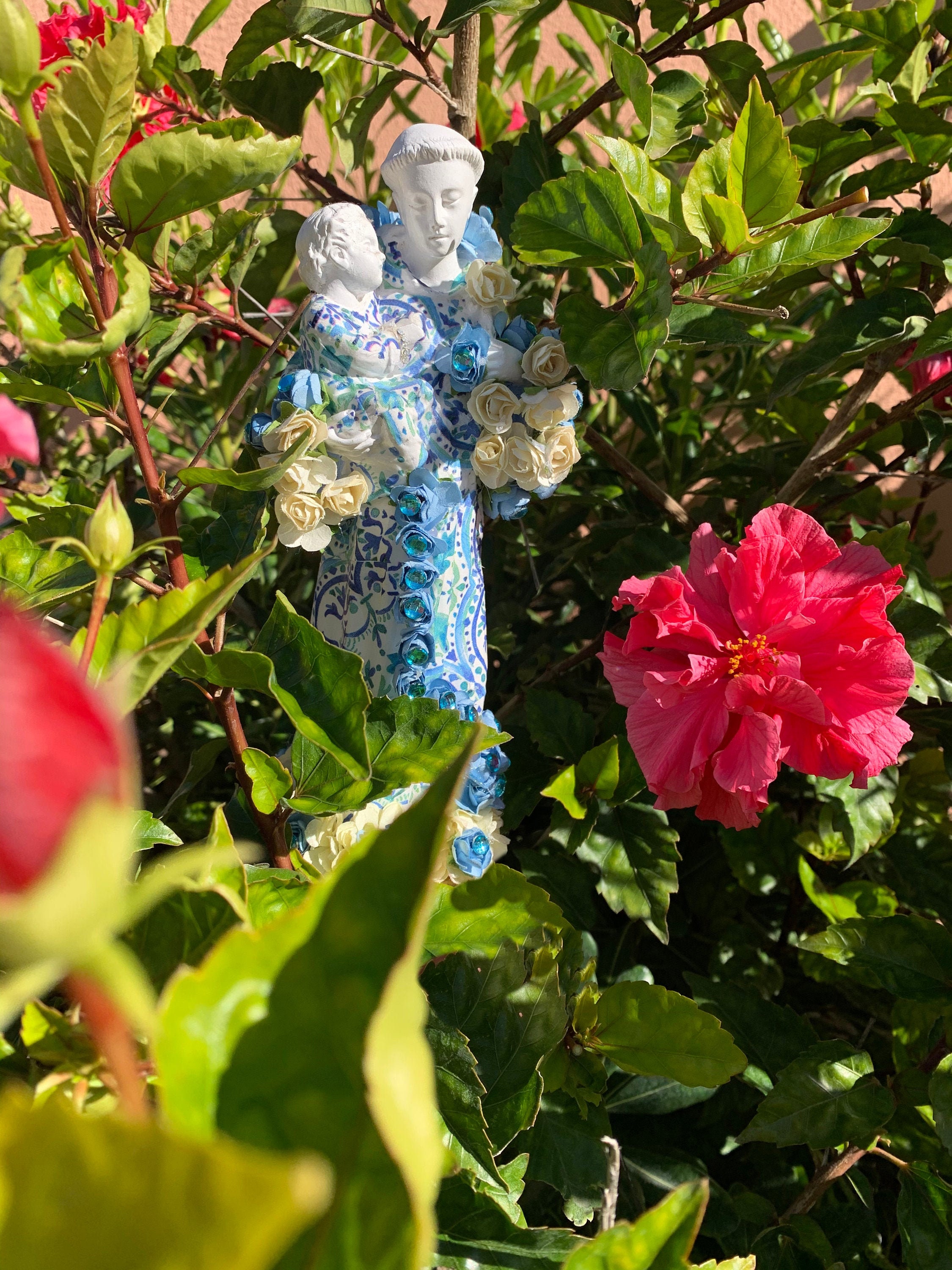 Unique Handpainted Saint Anthony Statue Plaster; Catholic; Statuary