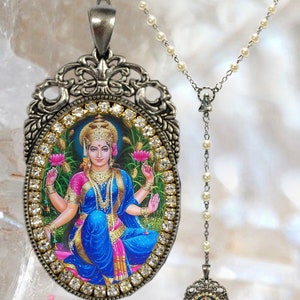 Lakshmi Goddess Rosary Necklace Hindu Jewelry Medal Pendant - Etsy