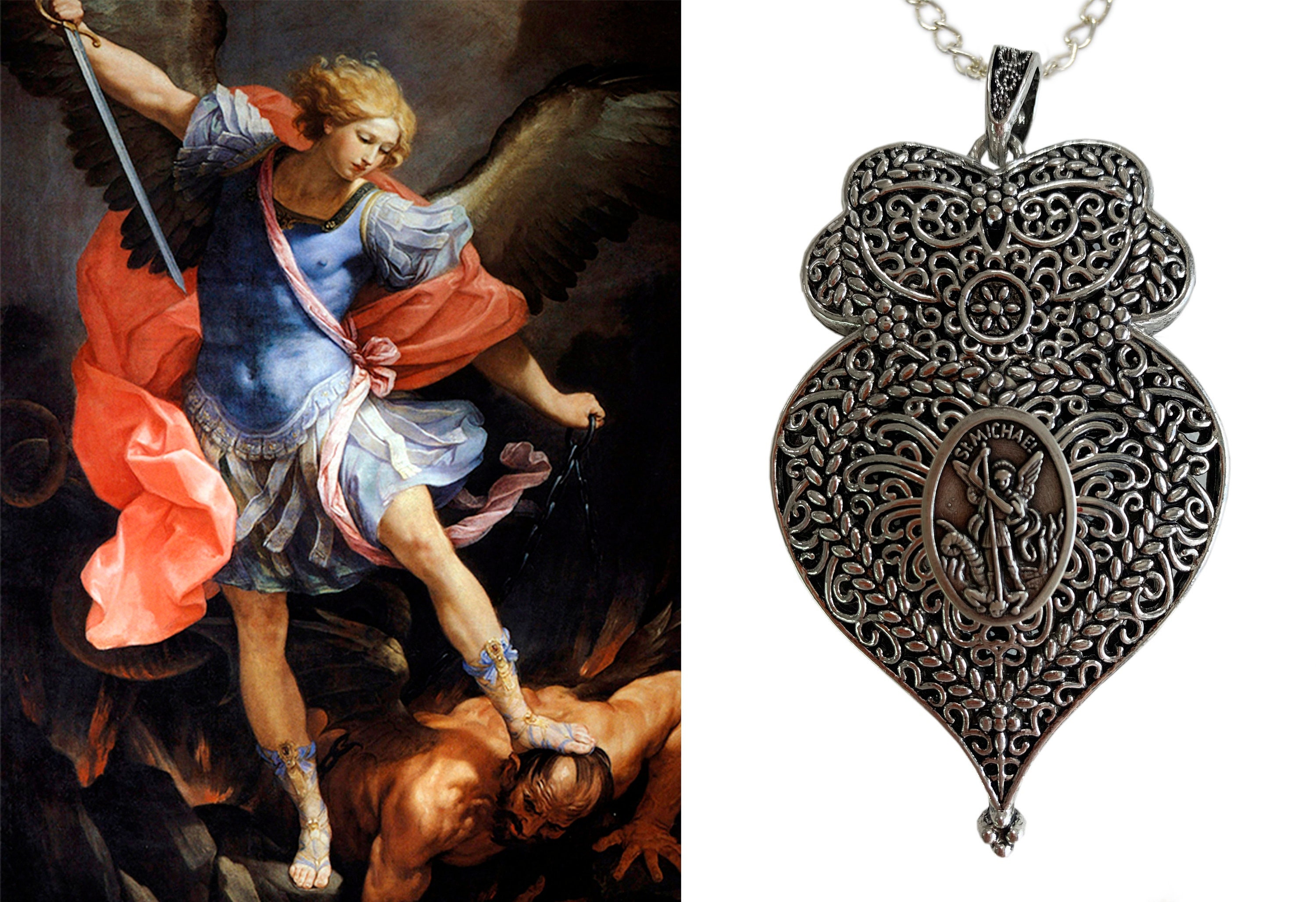 Heart of St. Michael Archangel Handmade Necklace Pendant