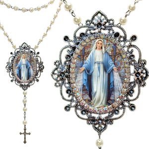 Rosenkranz der Mediatrix aller Gnaden, Göttliche Beschützerin, christliche Andachtskette, Mutter-Maria-Anhänger, Medaille der Heiligen Jungfrau Maria, katholisches Geschenk