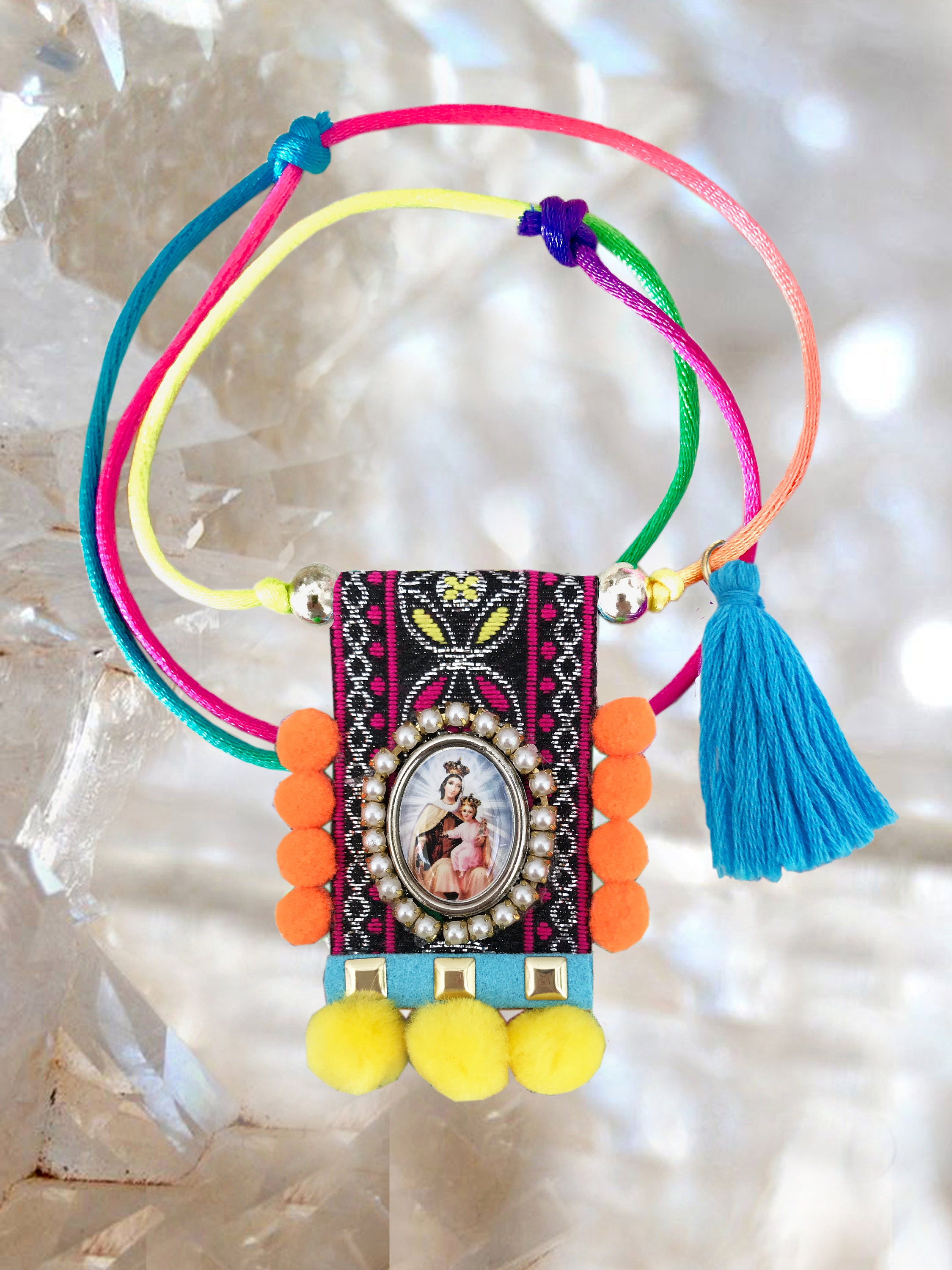 UNIQUE Our Lady of Mount Carmel Scapular Handmade Necklace Catholic