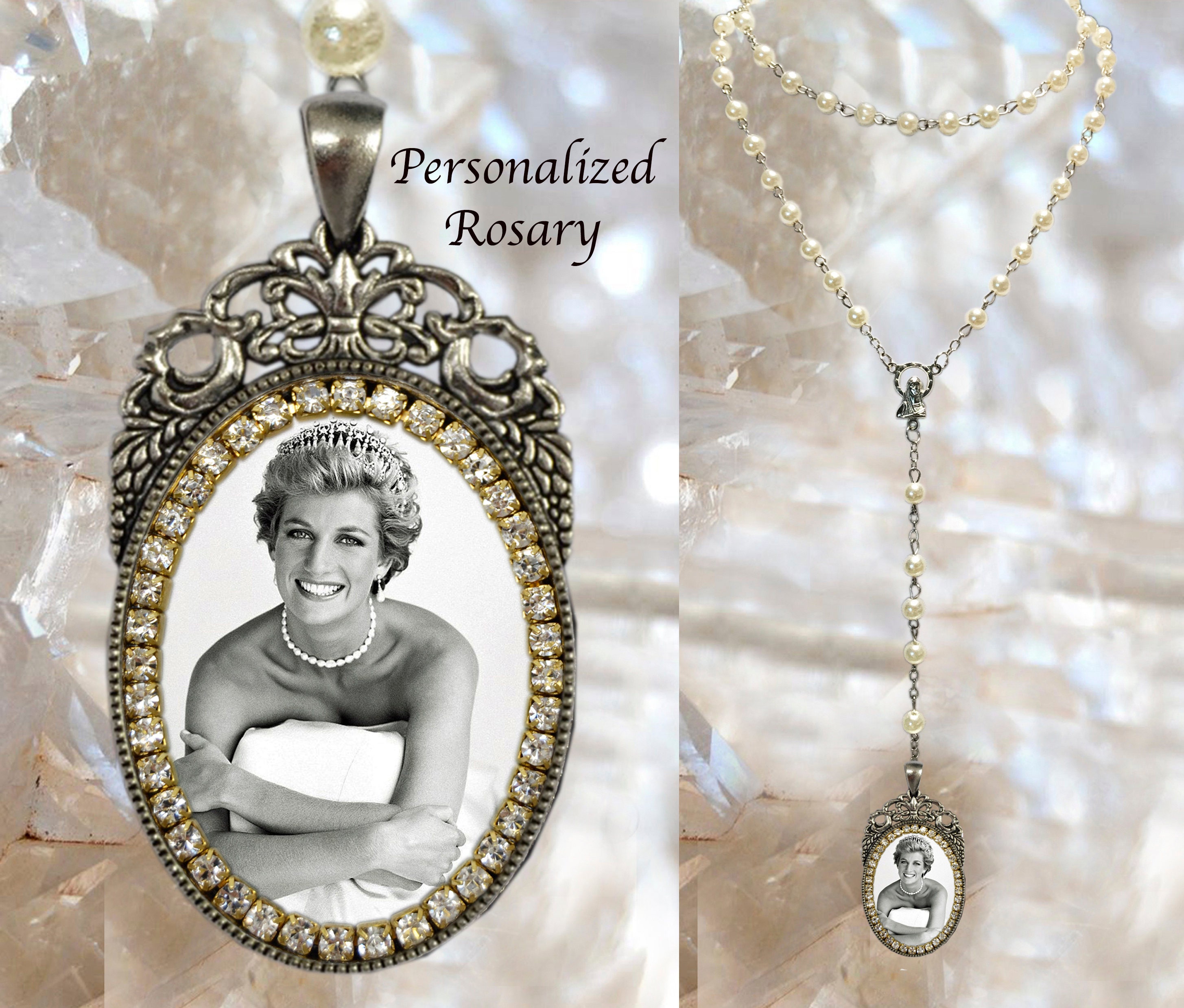 MEMORIAL Rosary Custom with YOUR PHOTO Handmade medal Jewelry Pendant