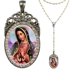 Our Lady of Guadalupe Rosary; Patronage of the Americas; Queen of Mexico Gift; Virgin Mary Jewelry; Protector of Unborn Children Charm