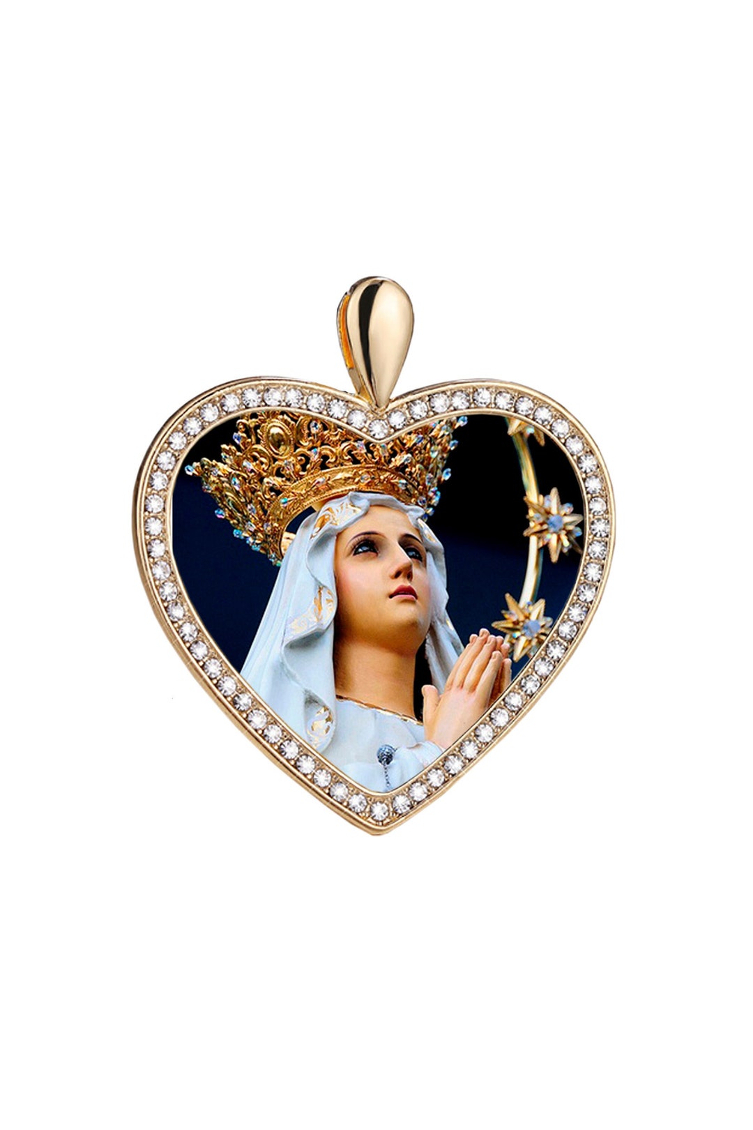 Our Lady of Lourdes Heart Necklace; Patron Saint of the Sick People ...
