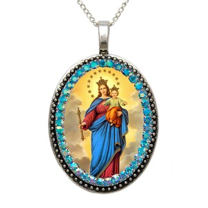 Celestial Aid Pendant - Our Lady Help of Christians; Nuestra Señora María Auxiliadora Necklace