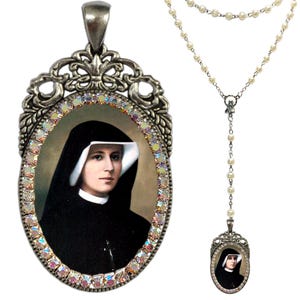 St Faustina Kowalska Rosary; Patronage of Mercy; Catholic Rosary; Divine Mercy Prayer Beads; Christian Gift of Faith; Faustina Jewelry Gift