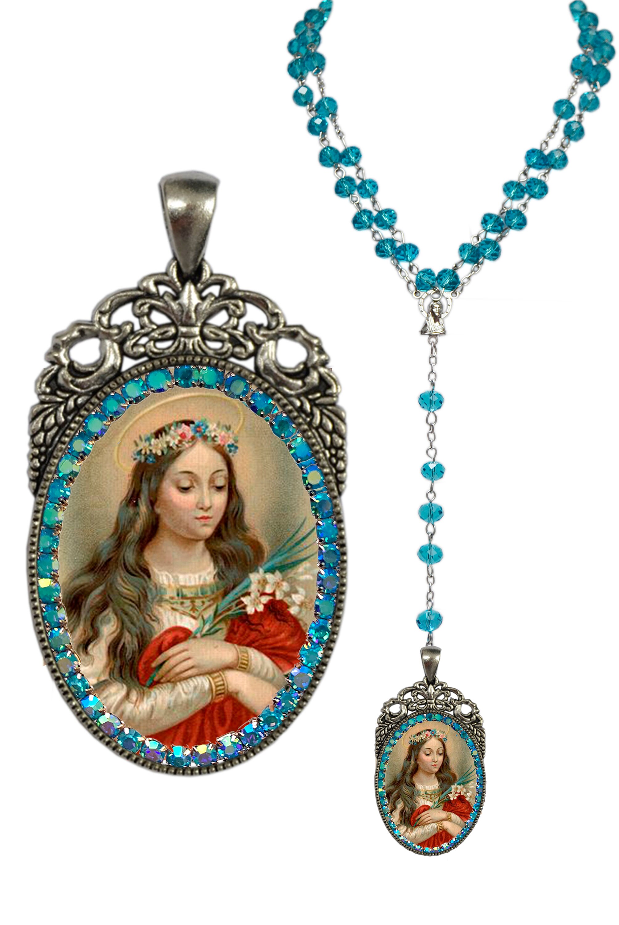 Rosary St. Philomena Patron Saint of Babies, Infants, and Youth Handmade