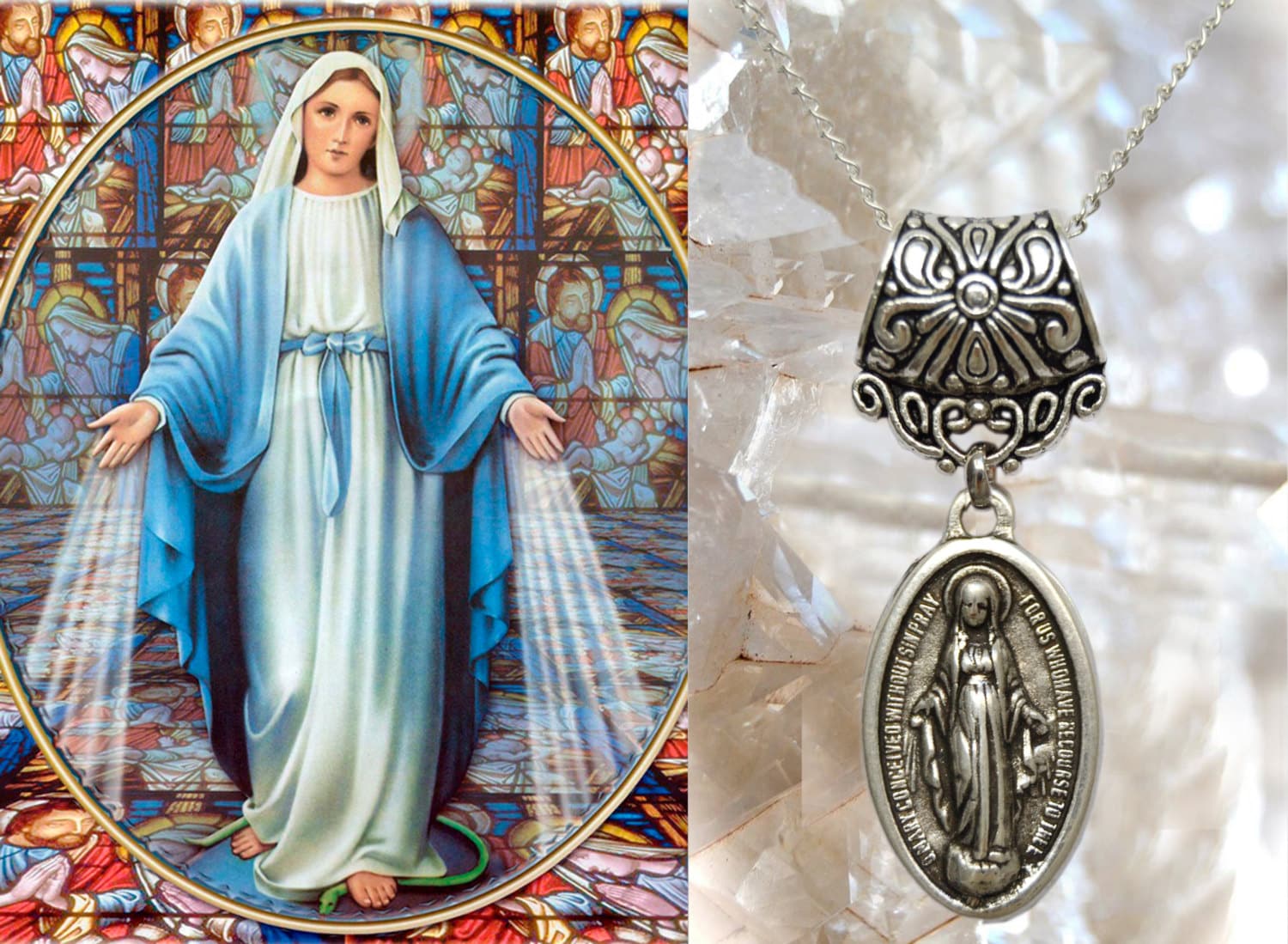 Catholic Lot of 3 Our Lady of Grace Miraculous Medal Religious