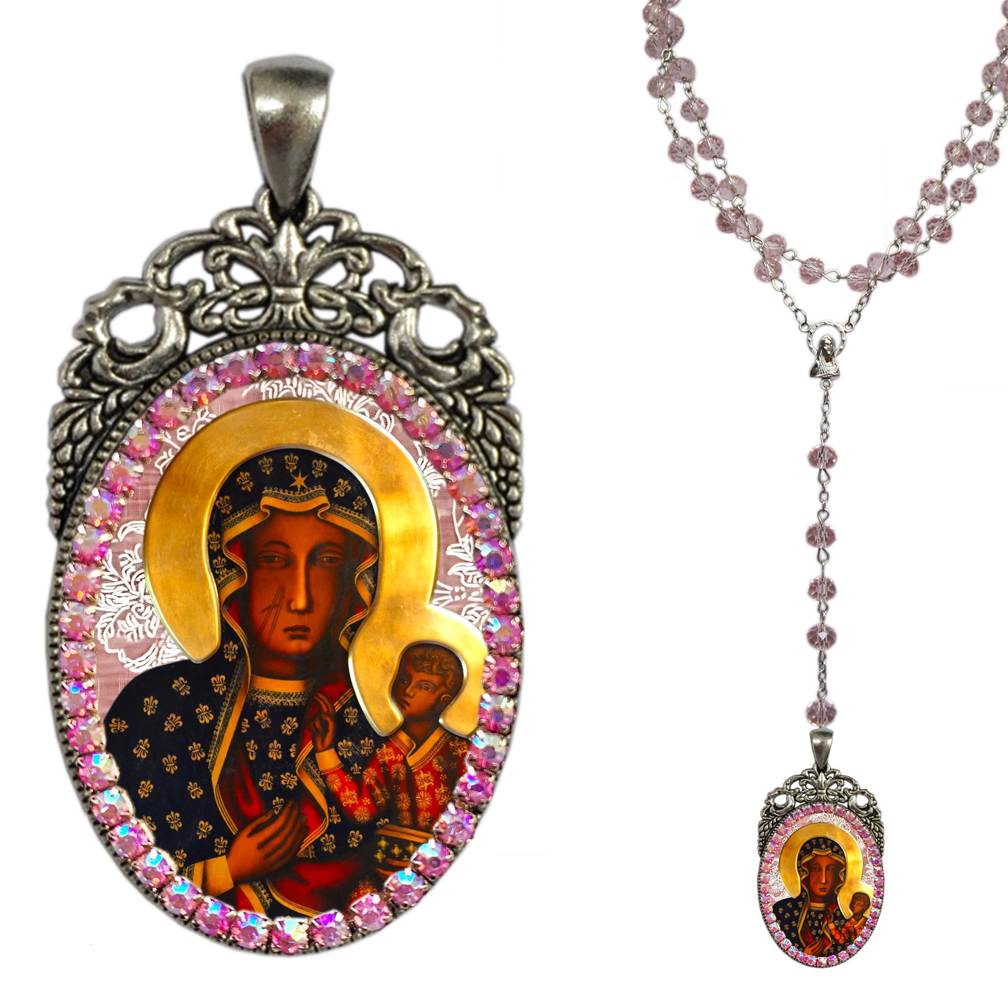 Black Madonna of Czestochowa Rosary, Patroness of Poland, Black