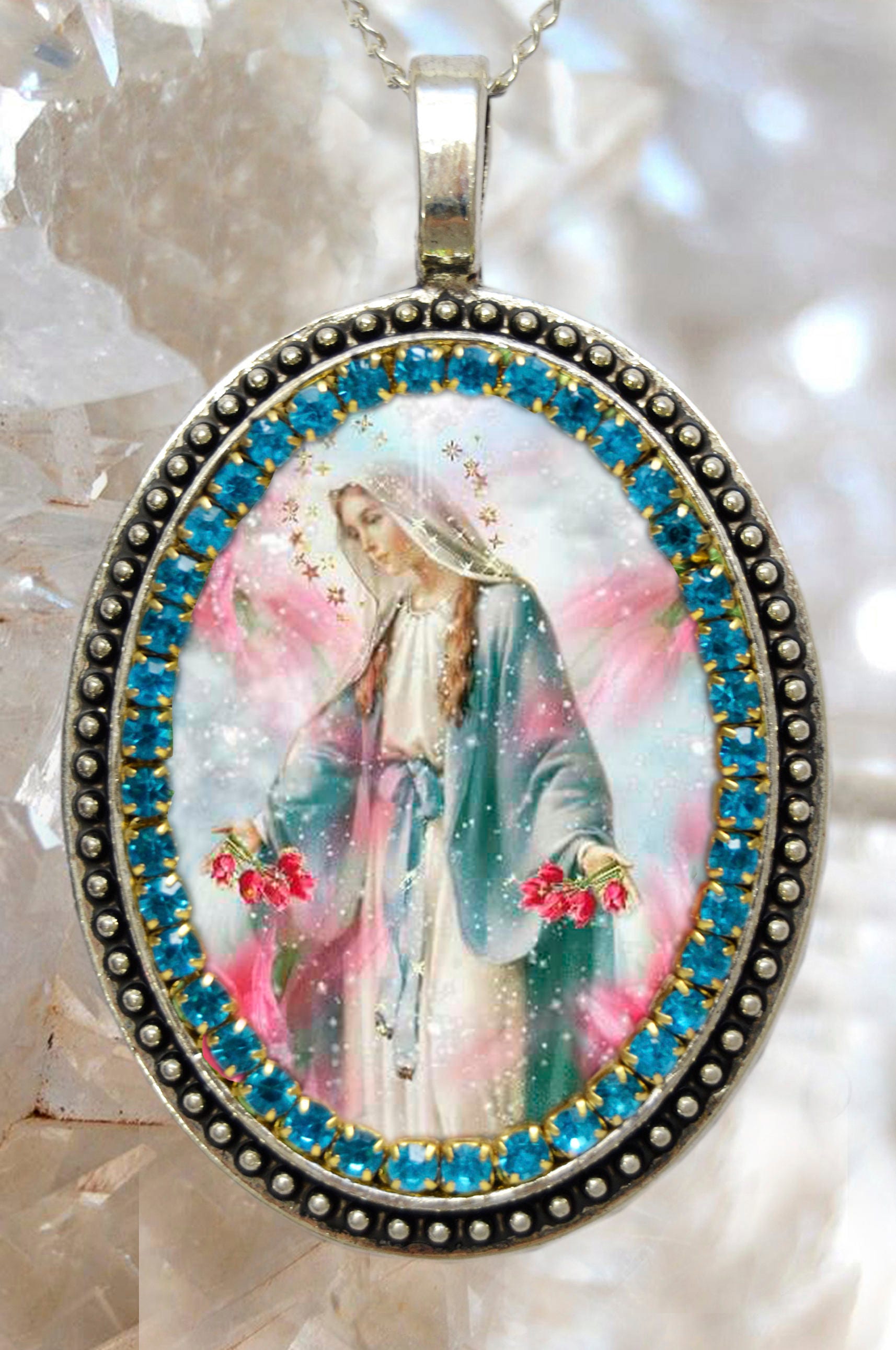 Our Lady Mary Mediatrix of AllGrace Handmade Necklace Miraculous Medal