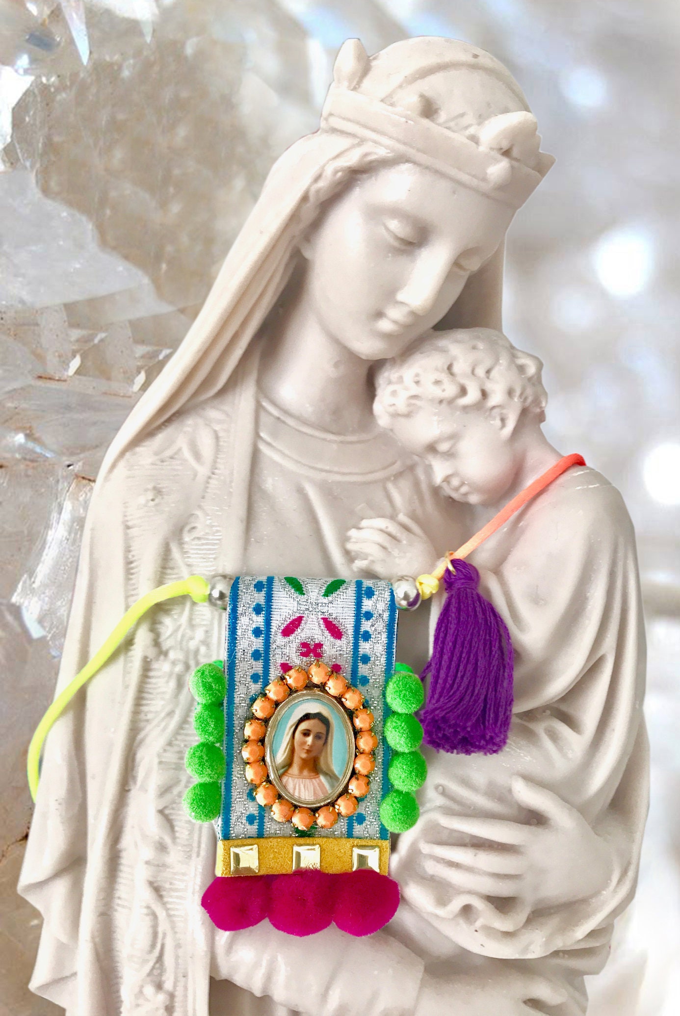 UNIQUE OUR LADY Scapular Handmade Necklace Catholic Christian Religious