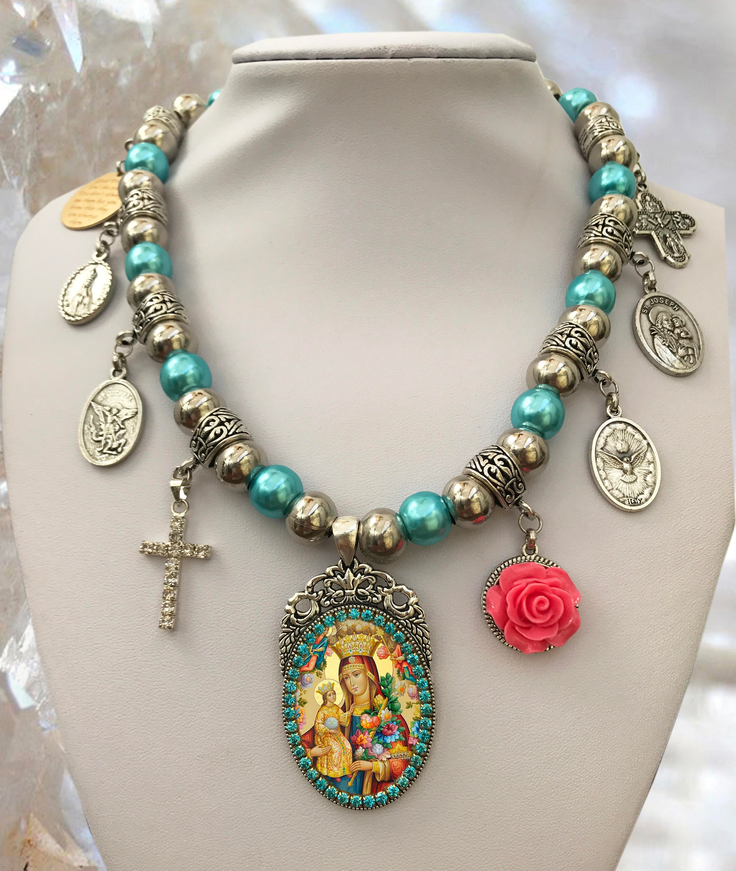 UNIQUE PERPETUAL HELP Exclusive Our Lady Necklace Catholic Christian