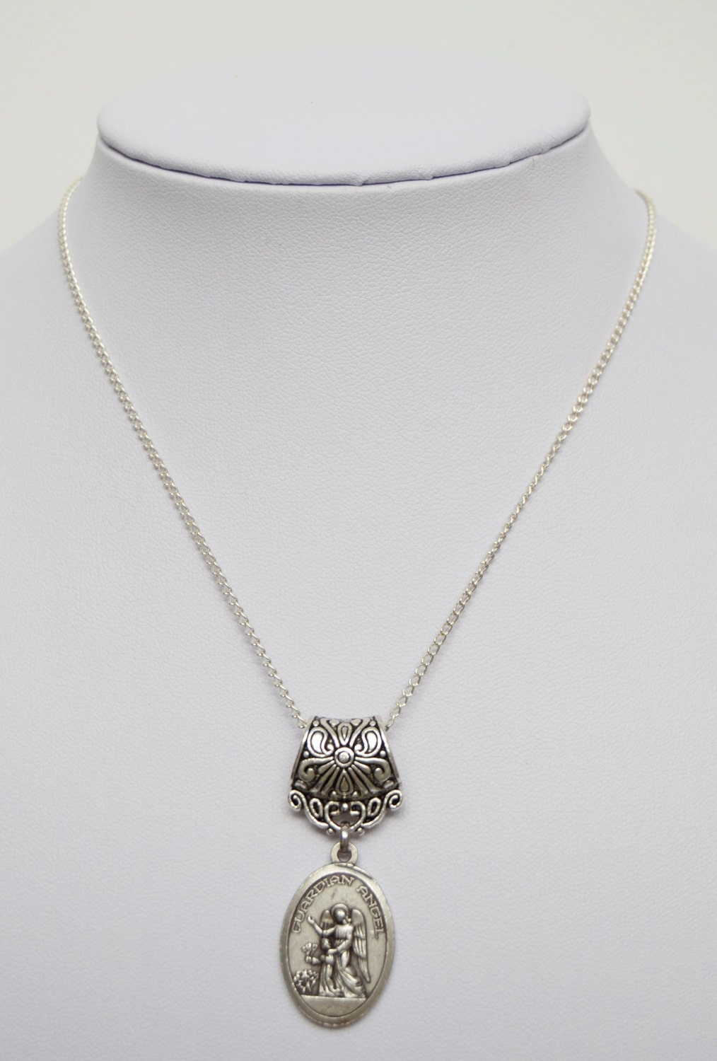 Catholic guardian angel necklace Clearance