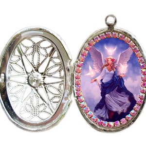 Celestial Guardian - ビクトリア朝スタイルの守護天使ロケット、秘密の写真コンパートメント付き