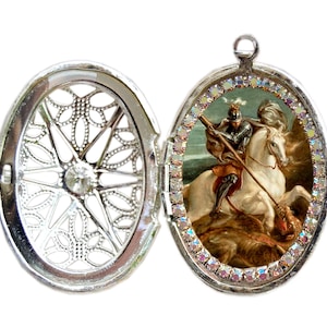 St. George With the Dragon Stainless Steel Locket Necklace - Symbol of Courage and Protection
