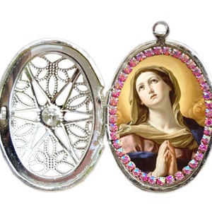 Collana con medaglione in acciaio inossidabile della Madonna dell'Immacolata Concezione immagine 2