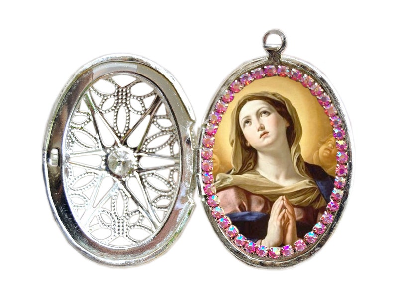 Collana con medaglione in acciaio inossidabile della Madonna dell'Immacolata Concezione immagine 2