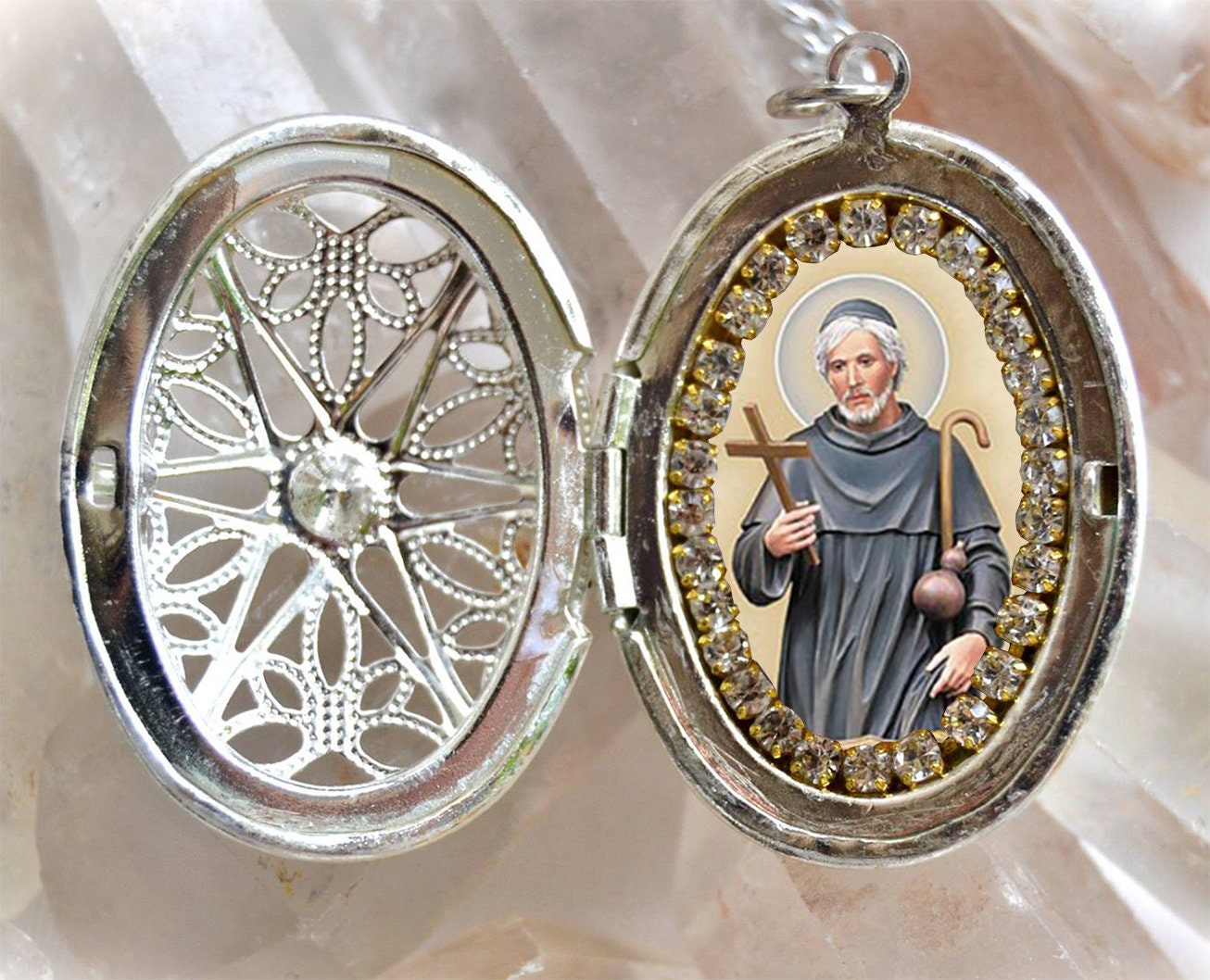 Saint Benedict Medals Lot of 8 Crux S P Benedicti Vade Retro Satana Antique  Pilgrim Medallion Fob Vintage Oxidised Religious Jewellery 