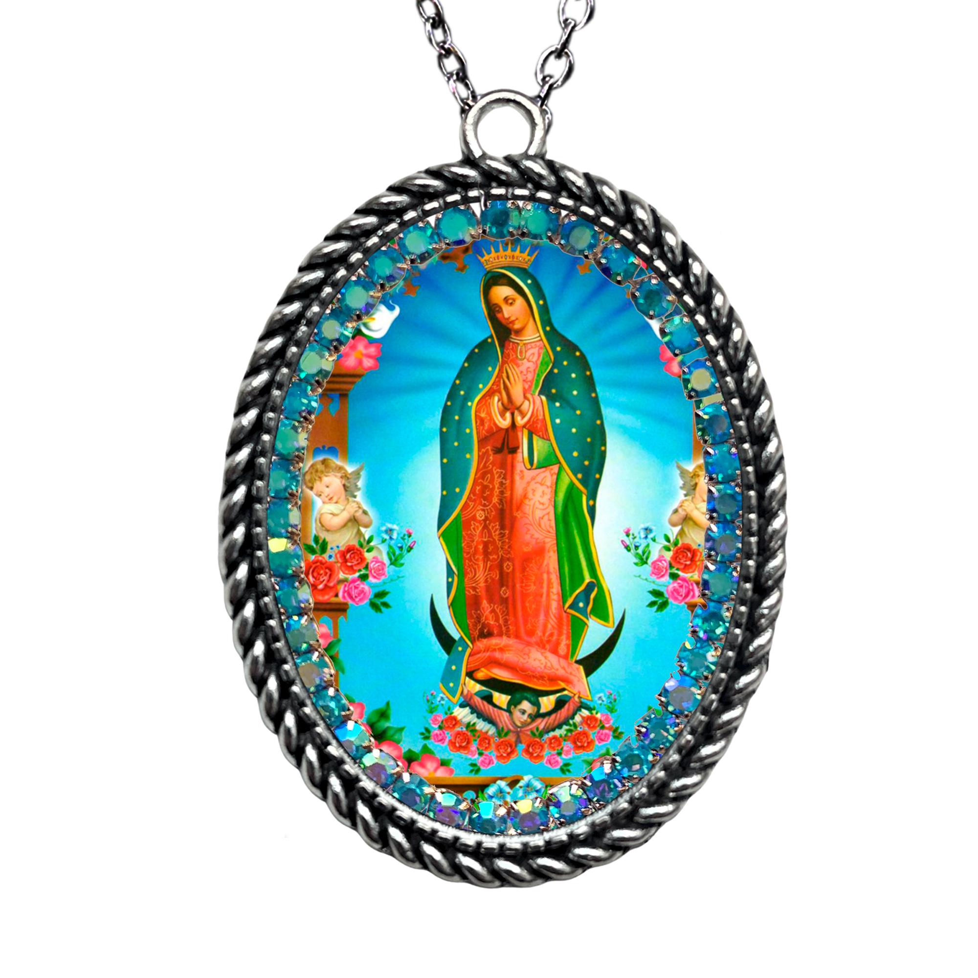 Circle Guadalupe Necklace Our Lady Of Guadalupe Engravable Circle