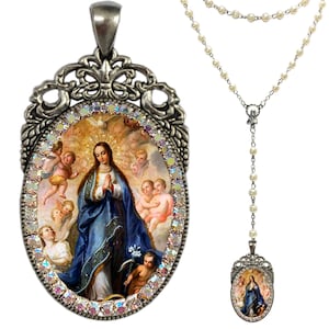Rosario de Nuestra Señora Inmaculada Concepción, Patrona de los EE. UU., Cristiano, Collar de la Virgen María, Colgante religioso, Regalo devocional cristiano