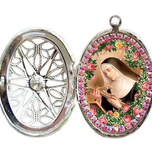 Saint Rita of Cascia Locket Necklace; Patron Saint of Impossible Causes; Catholic St. Rita Devotional Gift; Christian Spiritual Locket