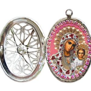 Perpetual Help Locket, Patron Saint of Women in Childbirth, Spain and United States, Christian jewelry, Catholic religious pendant gift