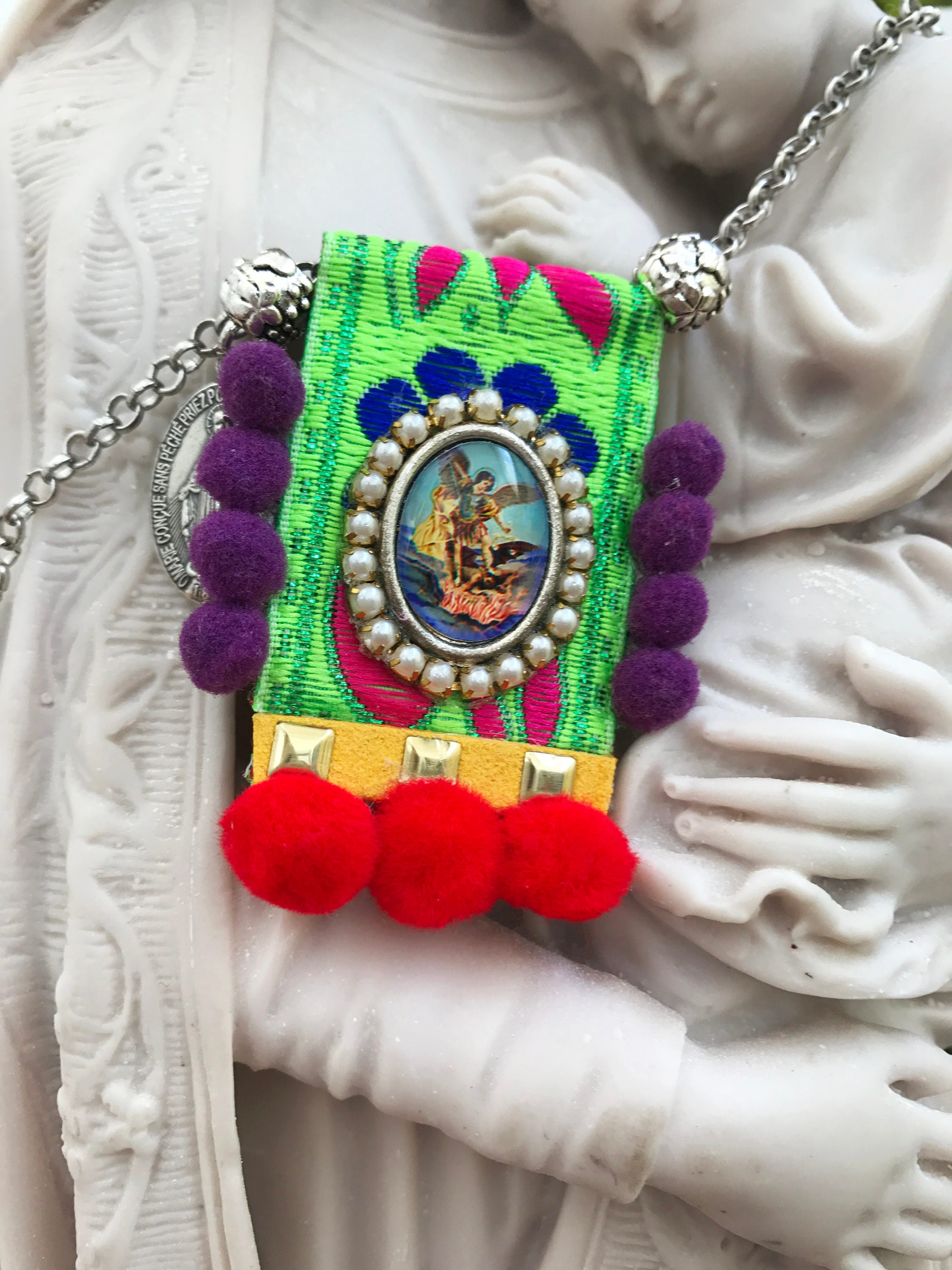 UNIQUE St. MICHAEL ARCHANGEL Scapular Handmade 6 Patron Saint medals