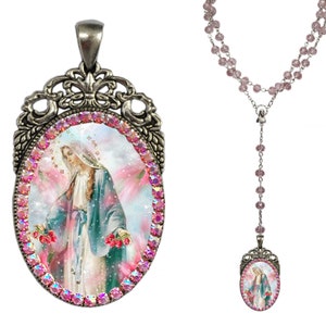 Unsere Liebe Frau Maria, Mittlerin, Rosenkranz aller Gnaden, Göttliche Beschützerin, christlicher Andachtsrosenkranz, Mutter-Maria-Anhänger, Medaille der Heiligen Jungfrau Maria