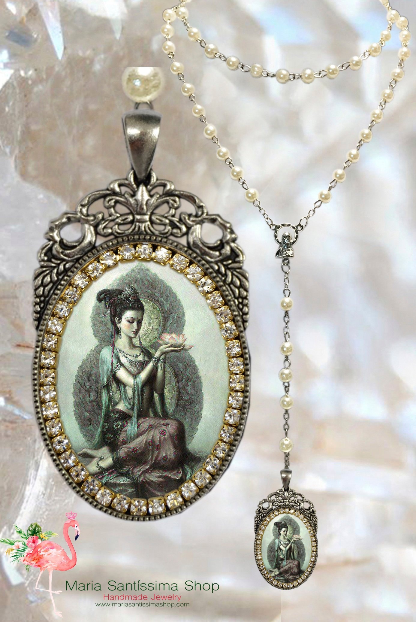 Kuan Yin Rosary Goddess of Mercy and Compassion Handmade Jewelry