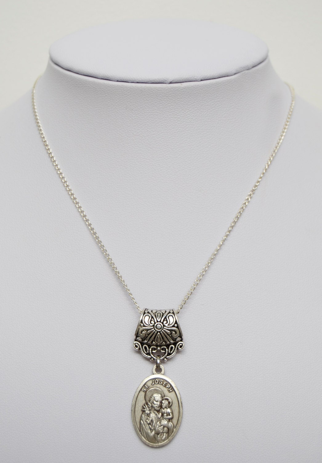 St. Joseph Necklace Catholic Christian Religious Jewelry Medal Pendant