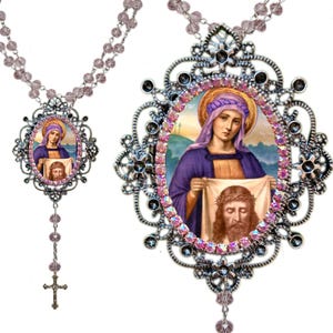 Saint Veronica Rosary; Patron Saint of Photography, Images and Laundry Workers; Catholic Berenike Gift; Veronica Jerusalem Charm Pendant