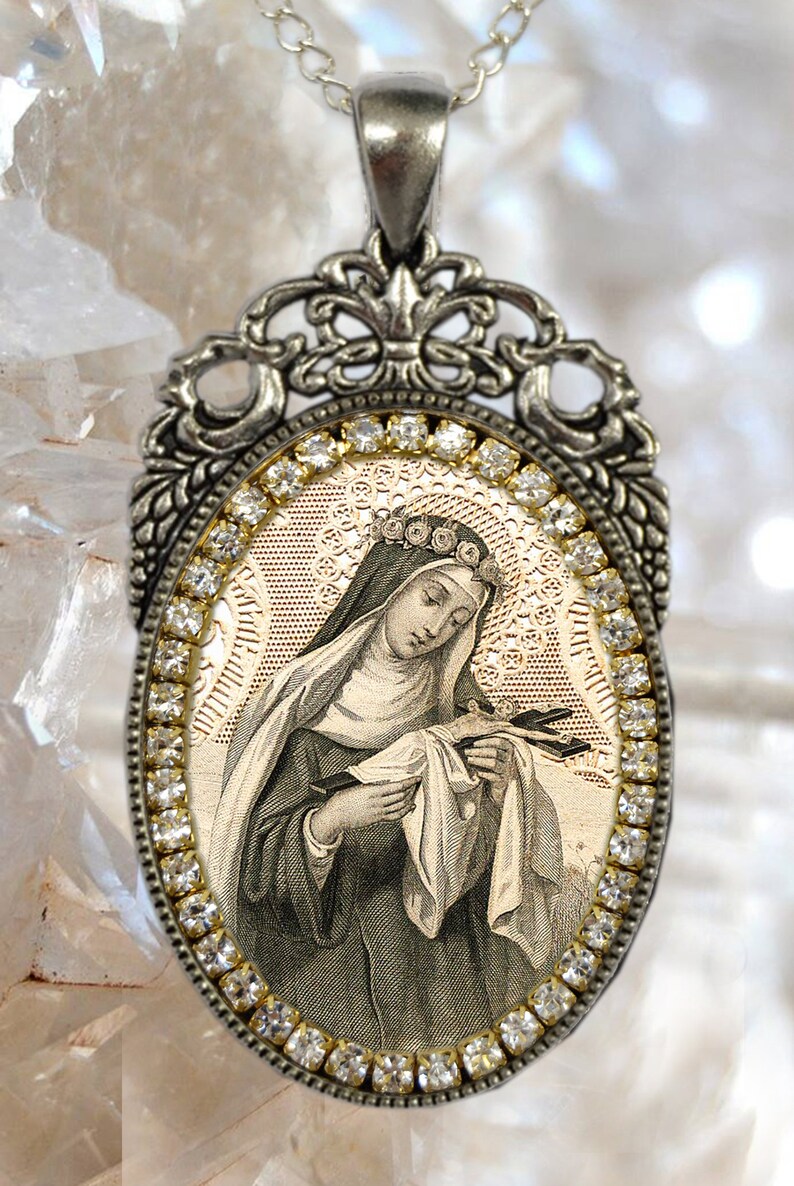 Saint Rose of Lima Vintage Style Handmade Necklace Catholic image 0