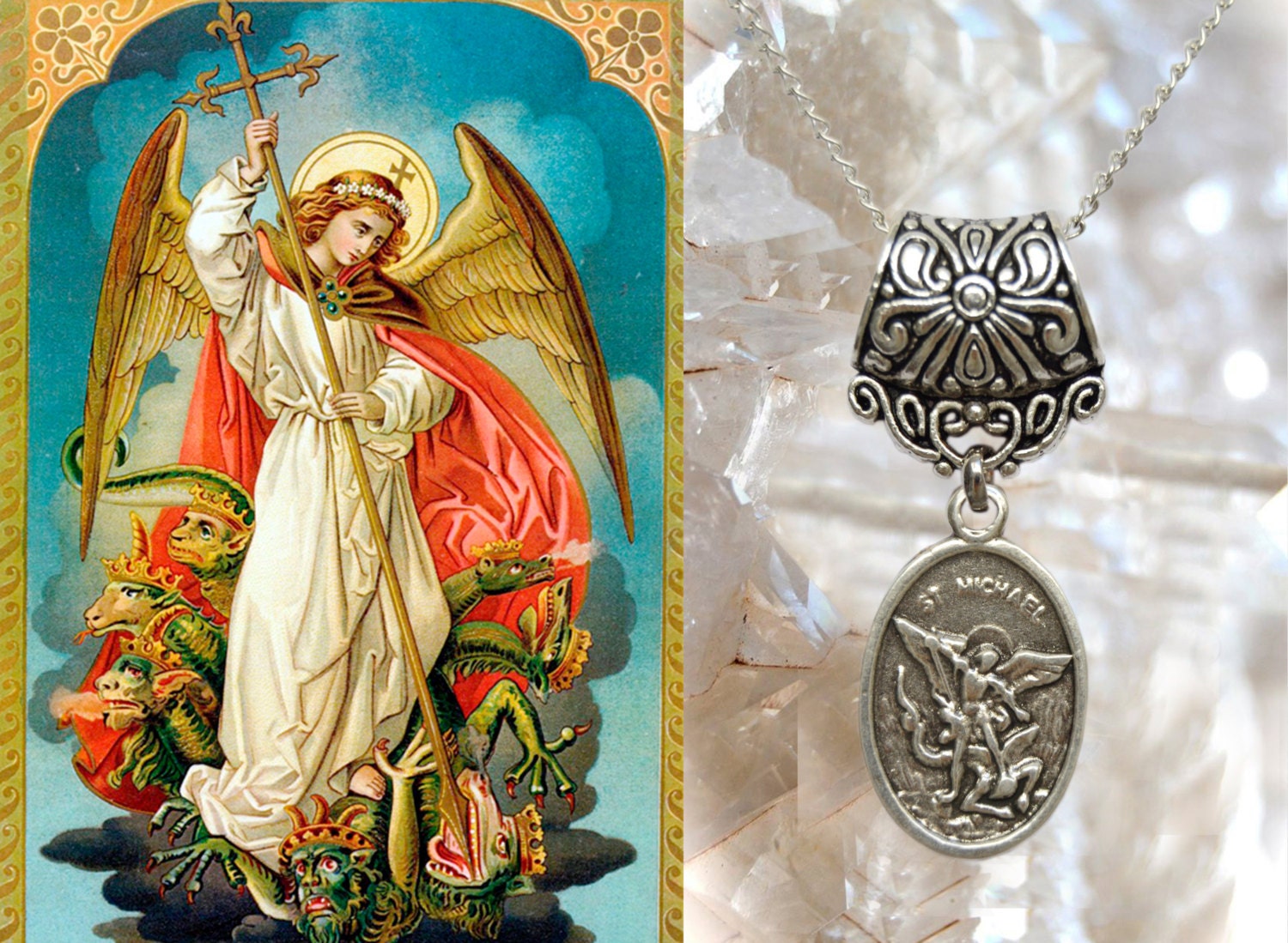 St. Michael Archangel Charm Necklace Catholic Christian Religious Charm