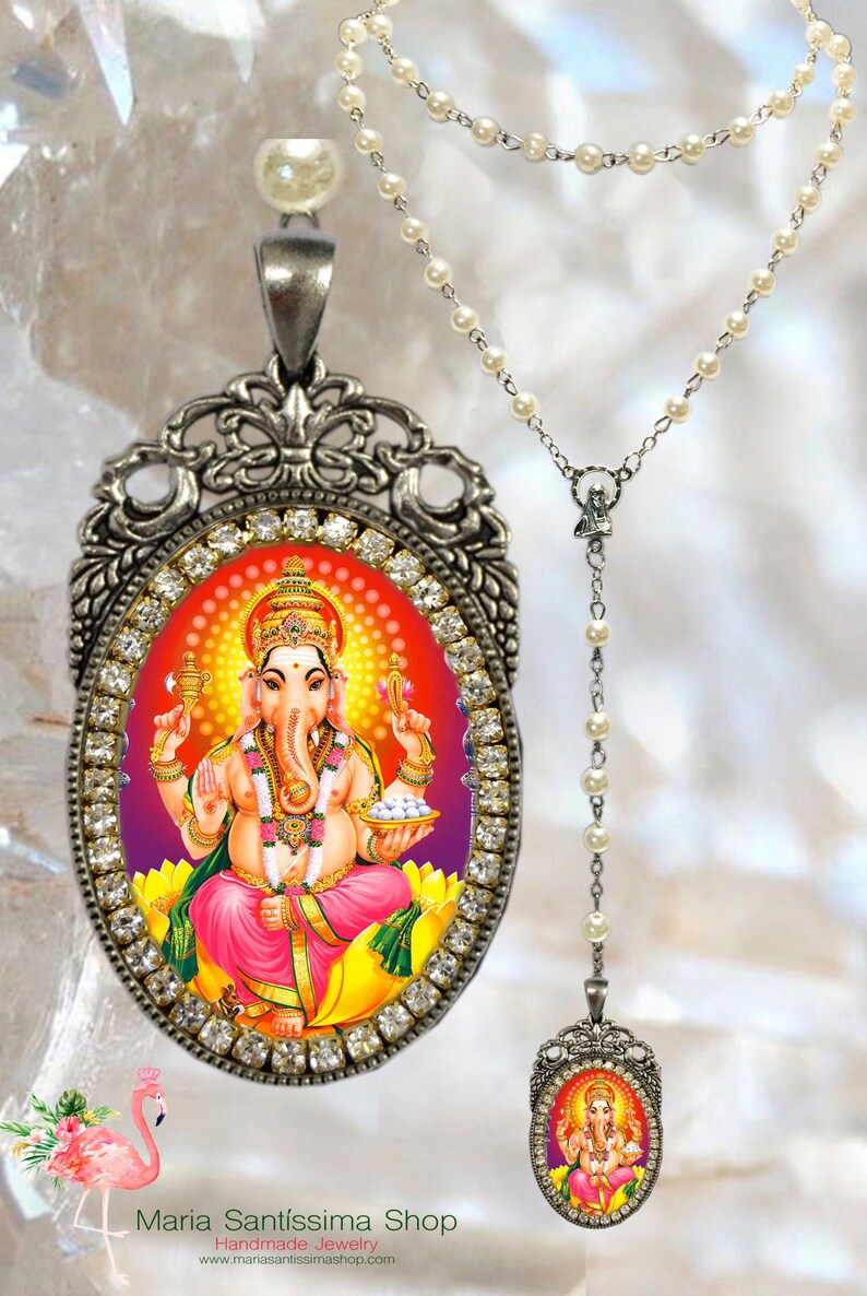 Ganesha Rosary Handmade Necklace Hindu Jewelry Medal Pendant Etsy UK