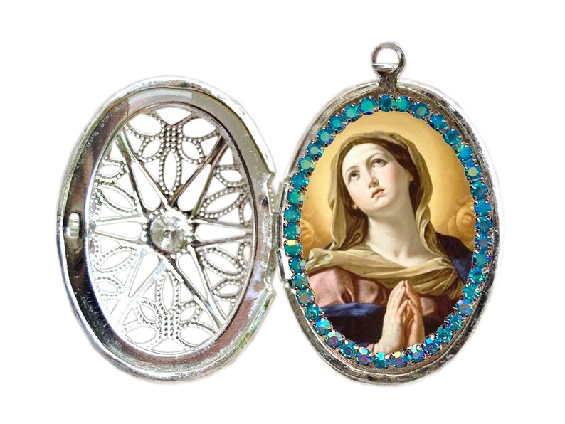 Collana con medaglione in acciaio inossidabile della Madonna dell'Immacolata Concezione immagine 3