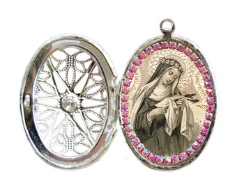 Heavenly Blossom - Saint Rose of Lima Secret Locket Necklace - Vintage Edition