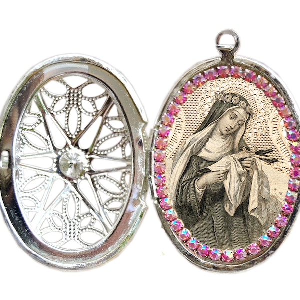 Heavenly Blossom - Saint Rose of Lima Secret Locket Necklace - Vintage Edition