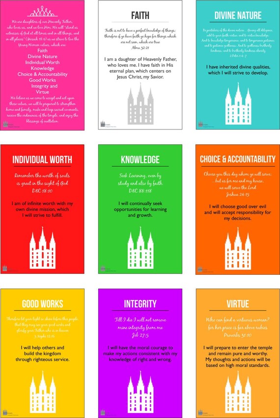 YW Values Theme Color POSTERS Solids LDS | Etsy