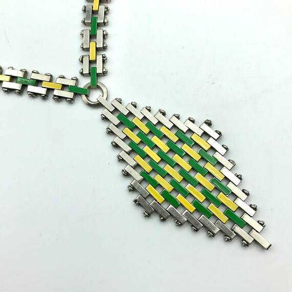 Jacob Bengel Art Deco brickwork Enamel necklace 1