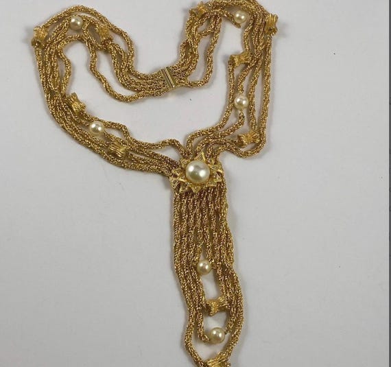 Christian Dior festoon Pearl Rope Chain Necklace 1969 - Gem